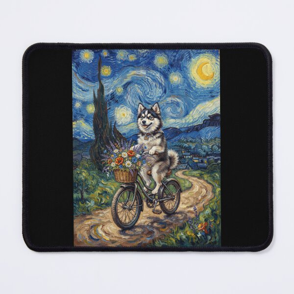 Item preview, Pomsky Biking Bike Starry Night Van Gogh Art Dog Lover designed and sold by dian-rody-crest.