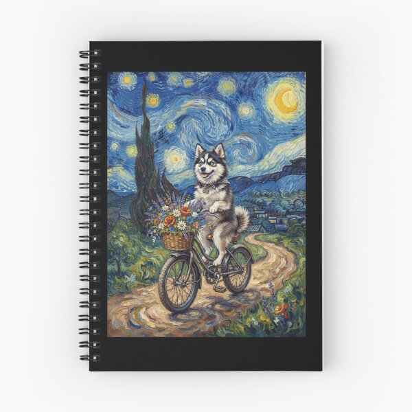 Item preview, Pomsky Biking Bike Starry Night Van Gogh Art Dog Lover designed and sold by dian-rody-crest.