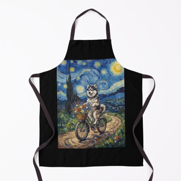 Item preview, Pomsky Biking Bike Starry Night Van Gogh Art Dog Lover designed and sold by dian-rody-crest.
