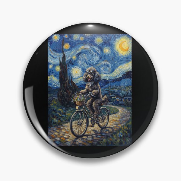 Item preview, Poodle Biking Bike Starry Night Van Gogh Art Dog Lover designed and sold by dian-rody-crest.