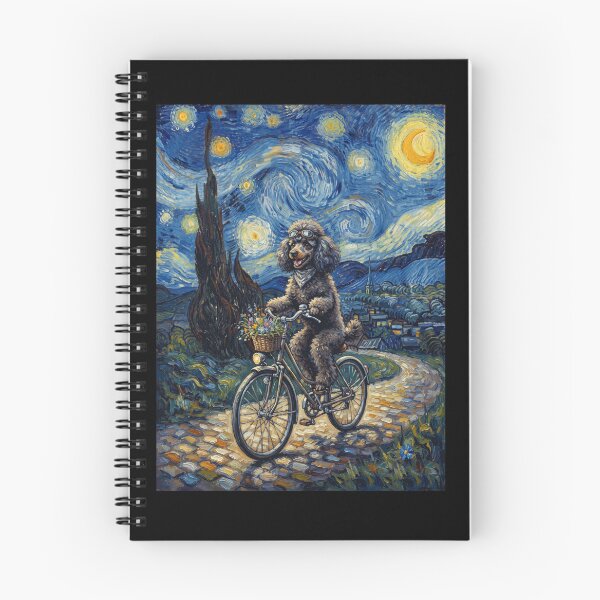 Item preview, Poodle Biking Bike Starry Night Van Gogh Art Dog Lover designed and sold by dian-rody-crest.