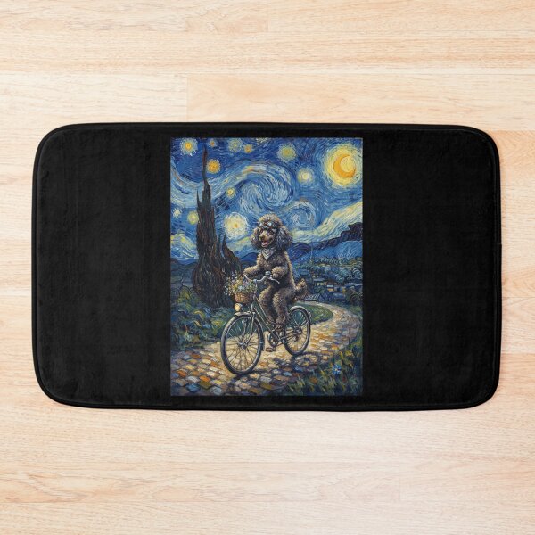 Item preview, Poodle Biking Bike Starry Night Van Gogh Art Dog Lover designed and sold by dian-rody-crest.