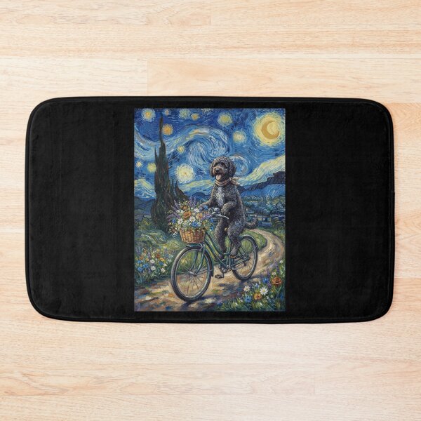 Item preview, Portuguese Water Dog Biking Bike Starry Night Van Gogh Art Dog Lover designed and sold by dian-rody-crest.