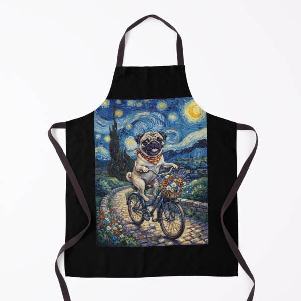 Item preview, Pug Biking Bike Starry Night Van Gogh Art Dog Lover designed and sold by dian-rody-crest.