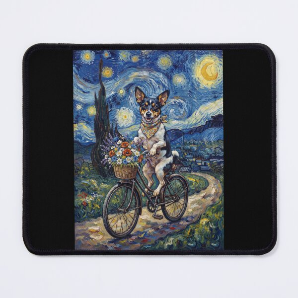 Item preview, Rat Terrier Biking Bike Starry Night Van Gogh Art Dog Lover designed and sold by dian-rody-crest.
