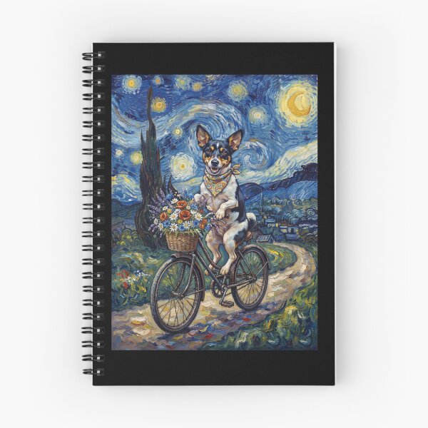 Item preview, Rat Terrier Biking Bike Starry Night Van Gogh Art Dog Lover designed and sold by dian-rody-crest.