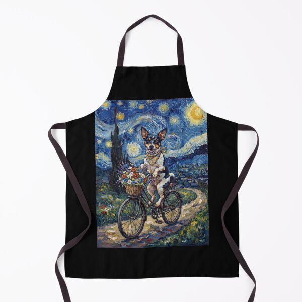 Item preview, Rat Terrier Biking Bike Starry Night Van Gogh Art Dog Lover designed and sold by dian-rody-crest.