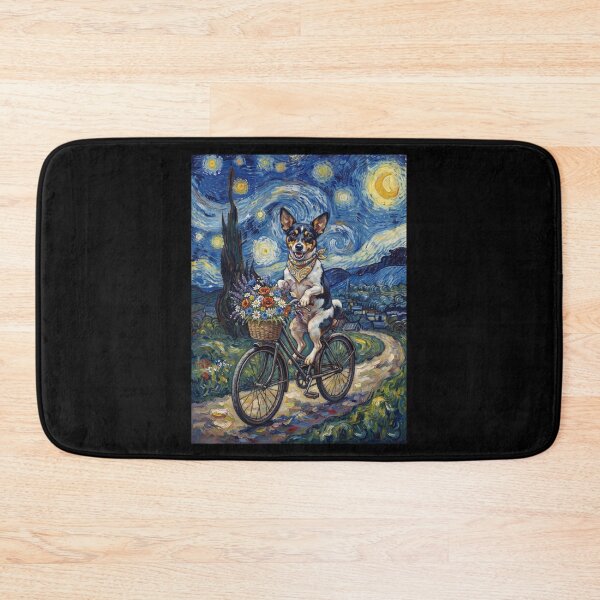 Item preview, Rat Terrier Biking Bike Starry Night Van Gogh Art Dog Lover designed and sold by dian-rody-crest.