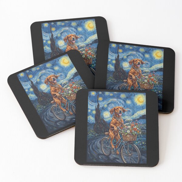 Item preview, Redbone Coonhound Biking Bike Starry Night Van Gogh Art Dog Lover designed and sold by dian-rody-crest.