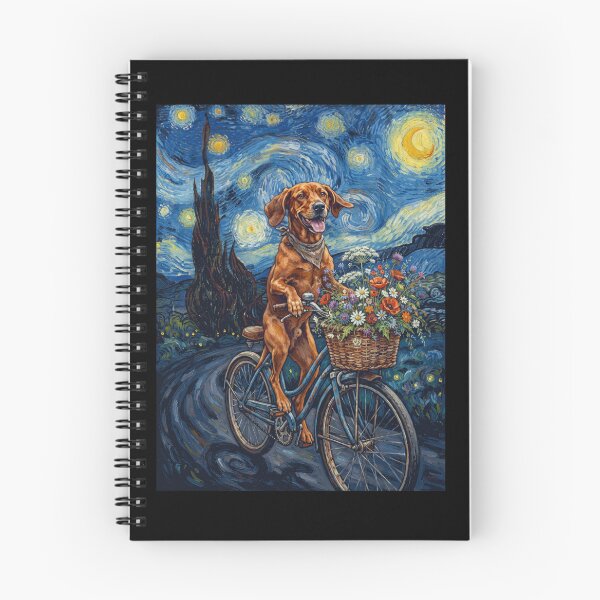 Item preview, Redbone Coonhound Biking Bike Starry Night Van Gogh Art Dog Lover designed and sold by dian-rody-crest.