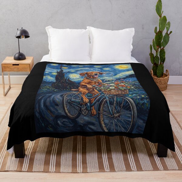 Item preview, Redbone Coonhound Andar en bicicleta La noche estrellada Arte de Van Gogh Amante de los perros designed and sold by dian-rody-crest.