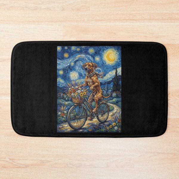 Item preview, Rhodesian Ridgeback Biking Bike Starry Night Van Gogh Art Dog Lover designed and sold by dian-rody-crest.