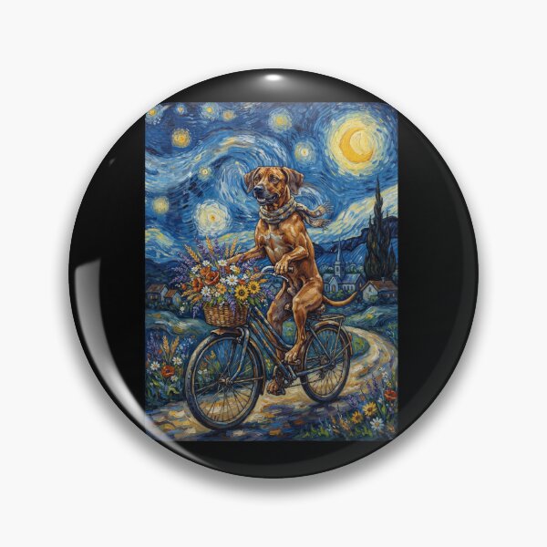 Item preview, Rhodesian Ridgeback Biking Bike Starry Night Van Gogh Art Dog Lover designed and sold by dian-rody-crest.