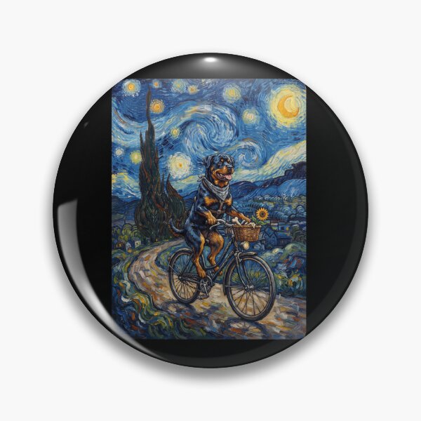 Item preview, Rottweiler Biking Bike Starry Night Van Gogh Art Dog Lover designed and sold by dian-rody-crest.