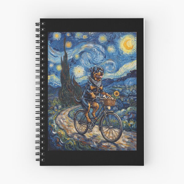 Item preview, Rottweiler Biking Bike Starry Night Van Gogh Art Dog Lover designed and sold by dian-rody-crest.