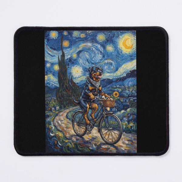Item preview, Rottweiler Biking Bike Starry Night Van Gogh Art Dog Lover designed and sold by dian-rody-crest.