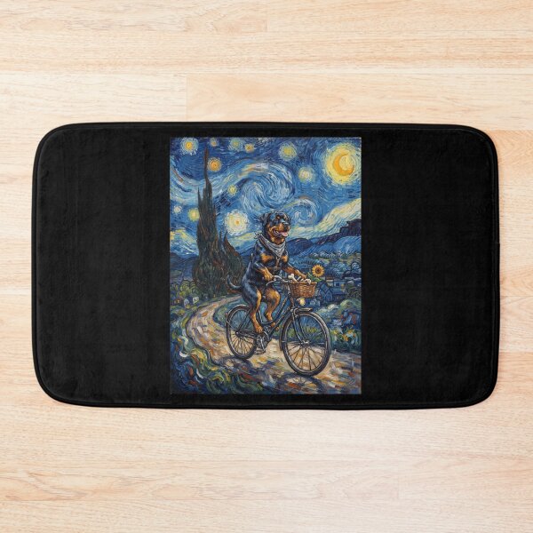 Item preview, Rottweiler Biking Bike Starry Night Van Gogh Art Dog Lover designed and sold by dian-rody-crest.