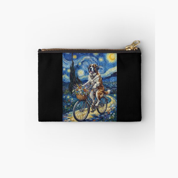 Item preview, Saint Bernard Biking Bike Starry Night Van Gogh Art Dog Lover designed and sold by dian-rody-crest.