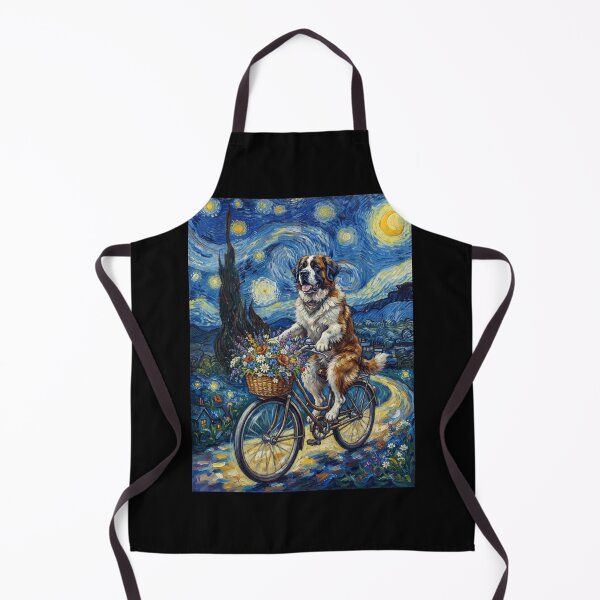 Item preview, Saint Bernard Biking Bike Starry Night Van Gogh Art Dog Lover designed and sold by dian-rody-crest.