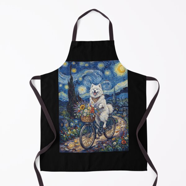 Item preview, Samoyed Biking Bike Starry Night Van Gogh Art Dog Lover designed and sold by dian-rody-crest.
