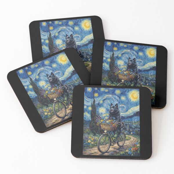Item preview, Schipperke Biking Bike Starry Night Van Gogh Art Dog Lover designed and sold by dian-rody-crest.