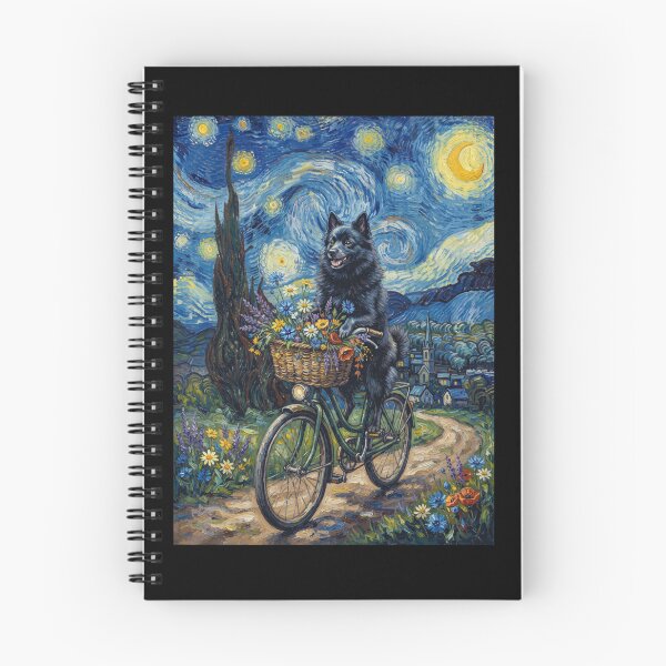 Item preview, Schipperke Biking Bike Starry Night Van Gogh Art Dog Lover designed and sold by dian-rody-crest.