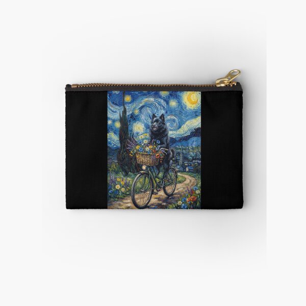 Item preview, Schipperke Biking Bike Starry Night Van Gogh Art Dog Lover designed and sold by dian-rody-crest.