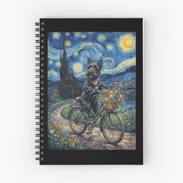 Item preview, Scottish Terrier Biking Bike Starry Night Van Gogh Art Dog Lover designed and sold by dian-rody-crest.