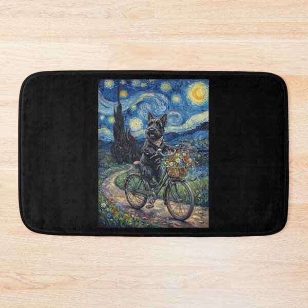 Item preview, Scottish Terrier Biking Bike Starry Night Van Gogh Art Dog Lover designed and sold by dian-rody-crest.