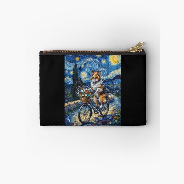 Item preview, Shetland Sheepdog Biking Bike Starry Night Van Gogh Art Dog Lover designed and sold by dian-rody-crest.