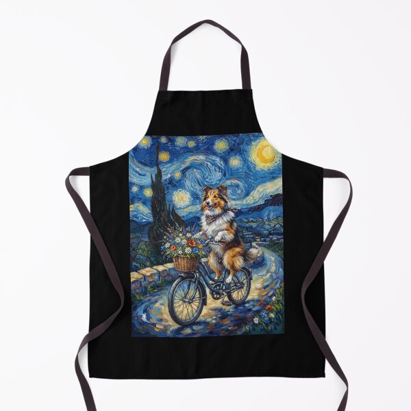 Item preview, Shetland Sheepdog Biking Bike Starry Night Van Gogh Art Dog Lover designed and sold by dian-rody-crest.