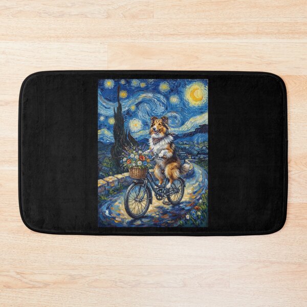 Item preview, Shetland Sheepdog Biking Bike Starry Night Van Gogh Art Dog Lover designed and sold by dian-rody-crest.