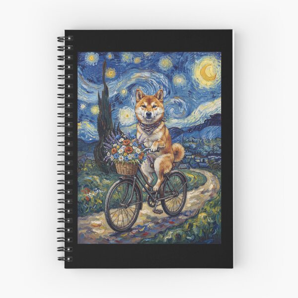 Item preview, Shiba Inu Biking Bike Starry Night Van Gogh Art Dog Lover designed and sold by dian-rody-crest.