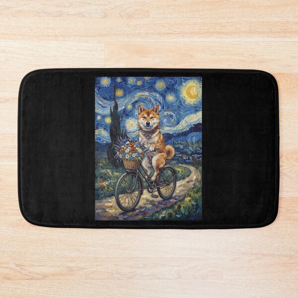Item preview, Shiba Inu Biking Bike Starry Night Van Gogh Art Dog Lover designed and sold by dian-rody-crest.