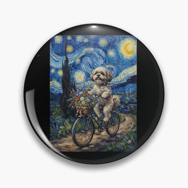 Item preview, Shih Tzu Biking Bike Starry Night Van Gogh Art Dog Lover designed and sold by dian-rody-crest.