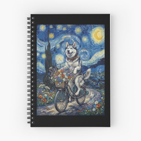 Item preview, Siberian Husky Biking Bike Starry Night Van Gogh Art Dog Lover designed and sold by dian-rody-crest.