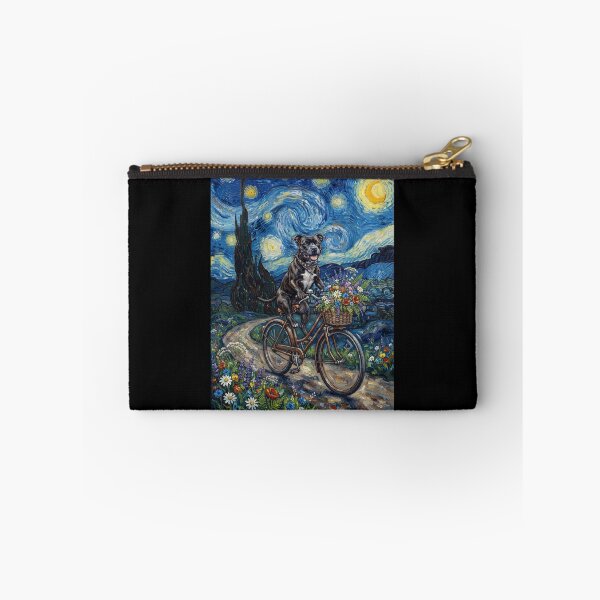 Item preview, Staffordshire Bull Terrier Biking Bike Starry Night Van Gogh Art Dog Lover designed and sold by dian-rody-crest.
