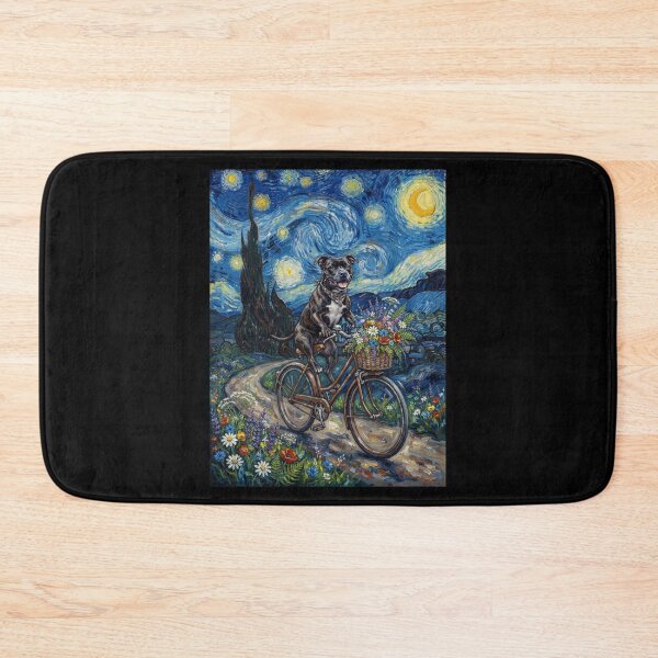 Item preview, Staffordshire Bull Terrier Biking Bike Starry Night Van Gogh Art Dog Lover designed and sold by dian-rody-crest.