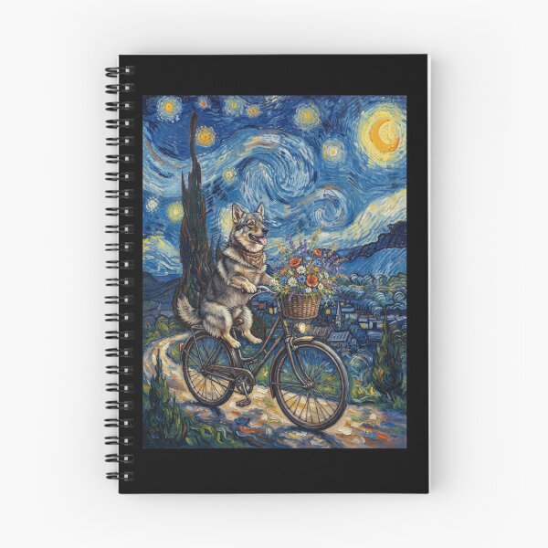 Item preview, Swedish Vallhund Biking Bike Starry Night Van Gogh Art Dog Lover designed and sold by dian-rody-crest.
