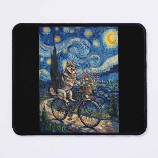 Item preview, Swedish Vallhund Biking Bike Starry Night Van Gogh Art Dog Lover designed and sold by dian-rody-crest.