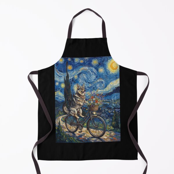 Item preview, Swedish Vallhund Biking Bike Starry Night Van Gogh Art Dog Lover designed and sold by dian-rody-crest.