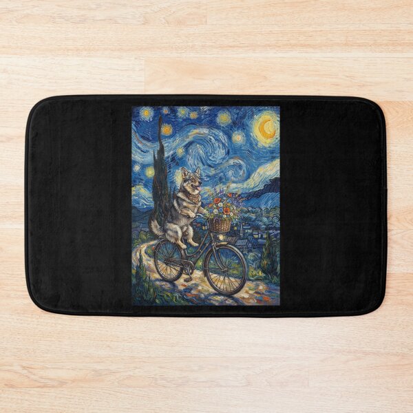 Item preview, Swedish Vallhund Biking Bike Starry Night Van Gogh Art Dog Lover designed and sold by dian-rody-crest.
