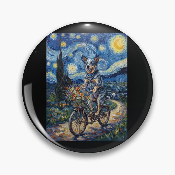 Item preview, Texas Heeler Biking Bike Starry Night Van Gogh Art Dog Lover designed and sold by dian-rody-crest.