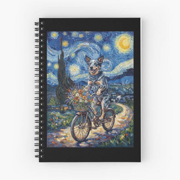Item preview, Texas Heeler Biking Bike Starry Night Van Gogh Art Dog Lover designed and sold by dian-rody-crest.