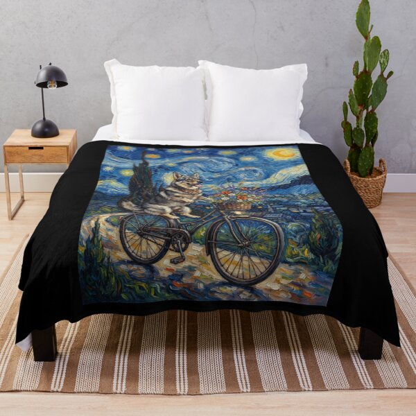 Item preview, Swedish Vallhund Biking Bike Starry Night Van Gogh Art Dog Lover designed and sold by dian-rody-crest.