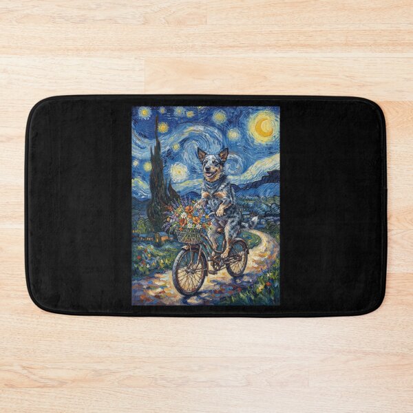 Item preview, Texas Heeler Biking Bike Starry Night Van Gogh Art Dog Lover designed and sold by dian-rody-crest.
