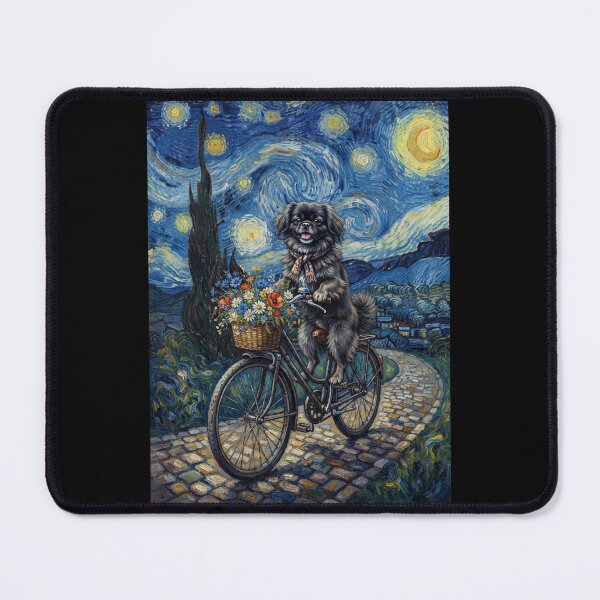 Item preview, Tibetan Spaniel Biking Bike Starry Night Van Gogh Art Dog Lover designed and sold by dian-rody-crest.