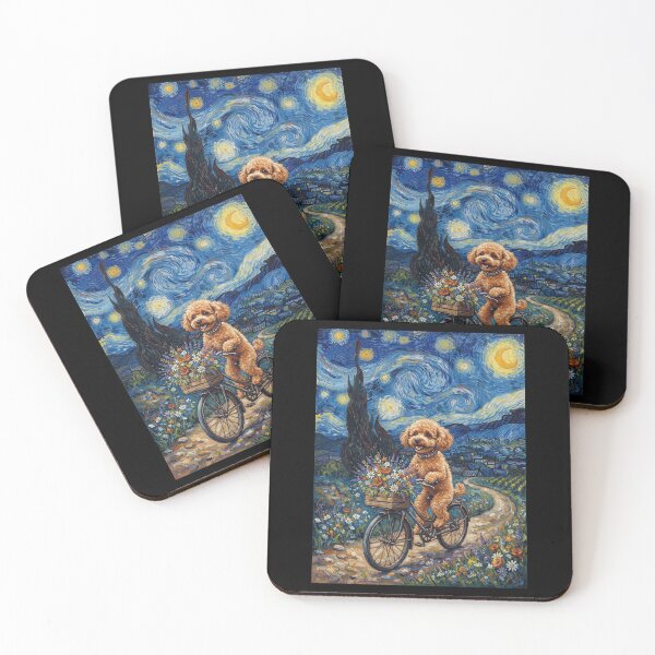 Item preview, Toy Poodle Biking Bike Starry Night Van Gogh Art Dog Lover designed and sold by dian-rody-crest.