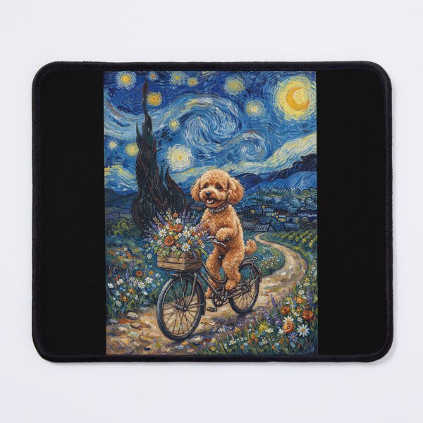 Item preview, Toy Poodle Biking Bike Starry Night Van Gogh Art Dog Lover designed and sold by dian-rody-crest.