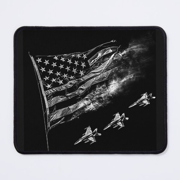 Item preview, American Flag with Fighter Jets Patriotic Military Aviation Black and White Art designed and sold by inkoutninja.